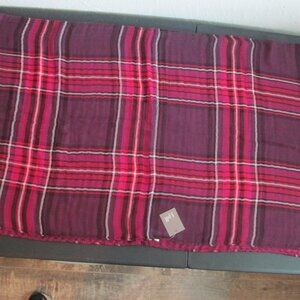 J.Jill Aubergine Scarf Plaid Stripes Infiniti Scarf Purple Red One Size 33 x 21